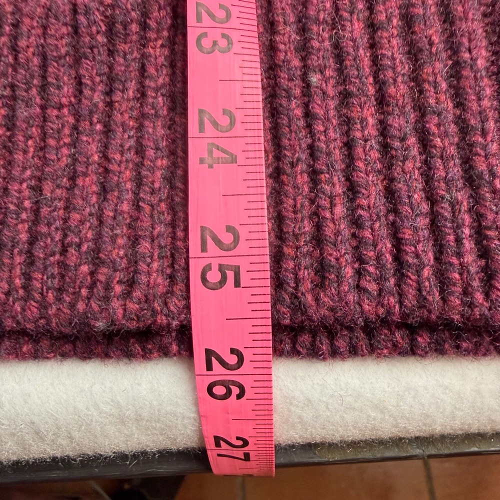 LL Bean Lambs Wool Knit Cardigan Sweater Zip Fair Isle Burgundy Size XL - Picture 9 of 9